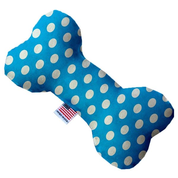 Mirage Pet Products Aqua Blue Swiss Dots 8 in. Stuffing Free Bone Dog Toy 1243-SFTYBN8
